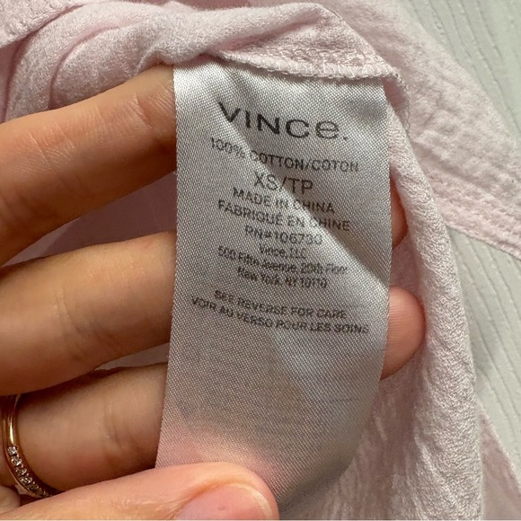 Vince 100% Cotton Seamed Popover Pale Pink Top Size XS - Picture 3 of 4